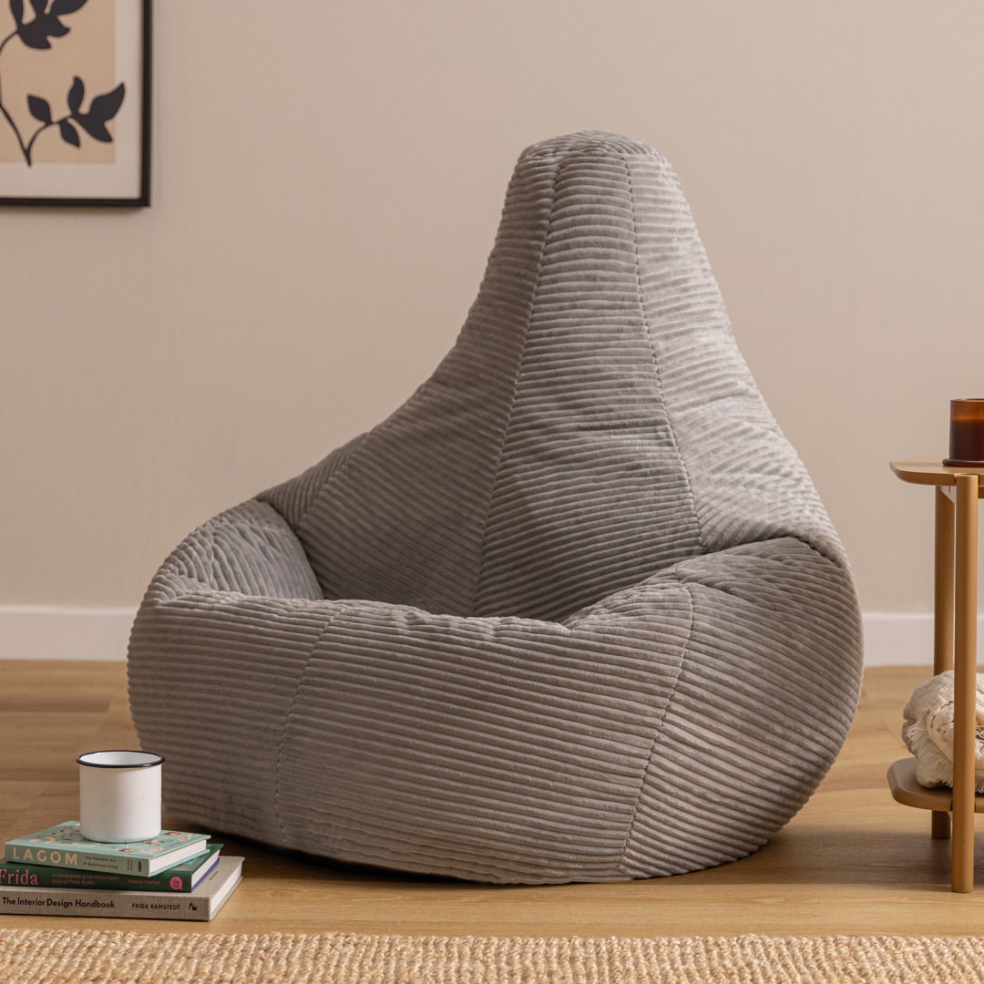 Bean Bag Bazaar Dalton Corduroy XL Recliner Bean Bag Grey Large